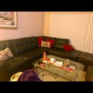 Black leather couches
